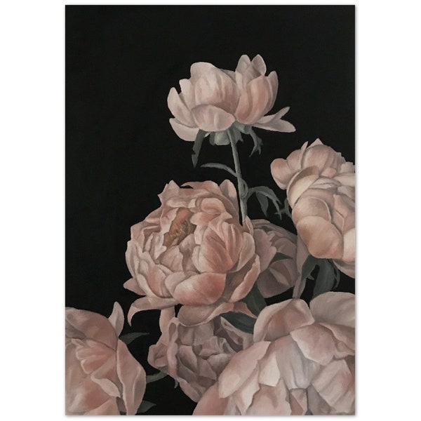 Print, Oil Painting, Peonies