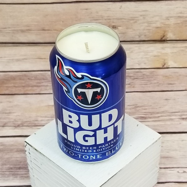 Soy Candle - 2019 Bud Light NFL Tennessee Titans Team Football Beer Can Soy Candle with Custom Scent