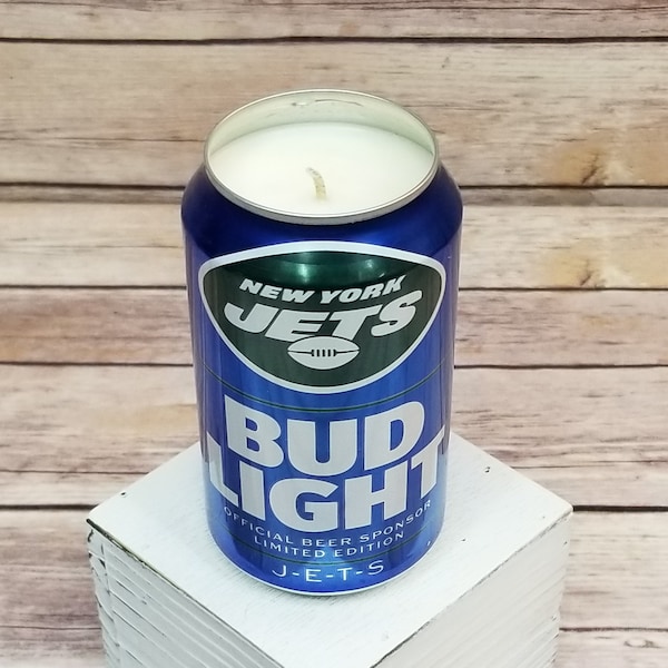 Soy Candle - 2019 Bud Light NFL New York Jets Team Football Beer Can Soy Candle with Custom Scent