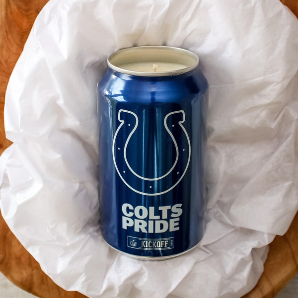 Soy Candle - 2017 Bud Light NFL Indianapolis Colts Colts Pride Football Beer Can Soy Candle w Custom Scent in 12 oz Aluminium Can