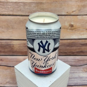 Soy Candle - Budweiser New York NY Yankees 2022 Can Soy Candle with Custom Scent or Fragrance in 12 oz Aluminium