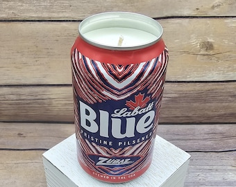 Soy Candle - 2024 Labatt Blue Buffalo Bills Zubaz Mafia Team Football Beer Can Soy Candle with Custom Scent