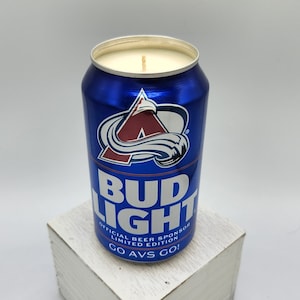 Soy Candle Bud Light NHL 2020 Colorado Avalanche Can Soy Candle with Custom Scent 12 oz Aluminium Can Go Avs Go image 1