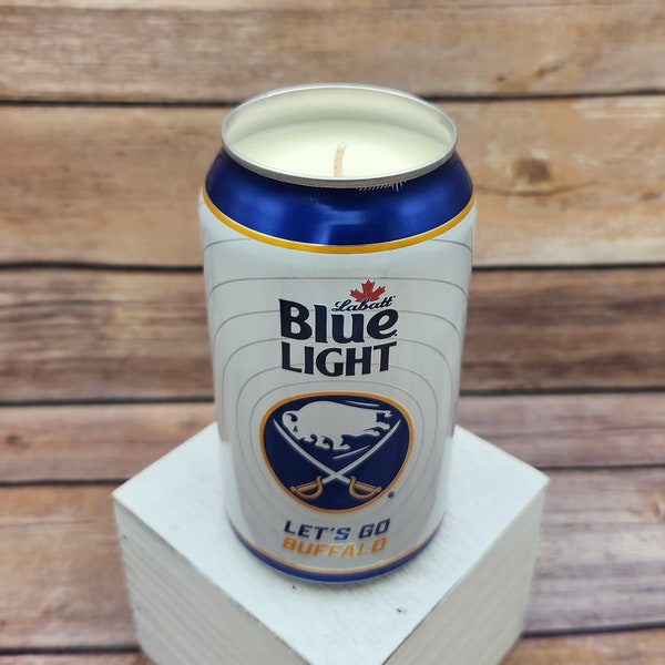 Soy Candle - Labatt Blue Light NHL 2022 Buffalo Sabres Can Soy Candle with Custom Scent 12 oz Aluminium Can Buffalo Proud Cheers to Hockey