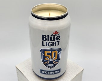 Soy Candle - Labatt Blue Light NHL 2019 Buffalo Sabres 50th Can Soy Candle with Custom Scent 12 oz Aluminium Can Buffalo Proud Cheers Hockey