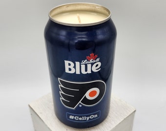 Soy Candle - Labatt Blue NHL 2019 Philadelphia Flyers Can Soy Candle with Custom Scent 12 oz Aluminium Can Philly