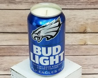 Soy Candle - 2019 Bud Light NFL Philadelphia Eagles Team Football Beer Can Soy Candle with Custom Scent