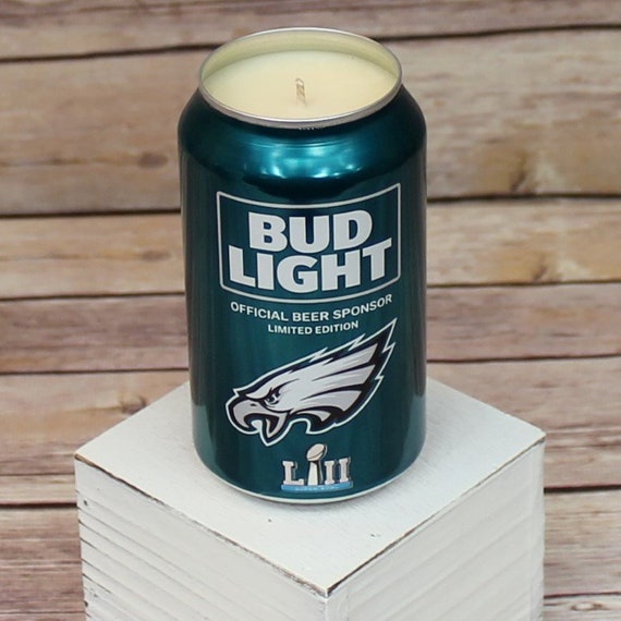 Soy Candle 2018 Bud Light NFL Philadelphia Eagles Team Football Beer Can Soy Candle with Custom Scent Soy Candle 2018 Bud Light NFL Philadelphia Eagles Team Football Beer Can Soy Candle with Custom Scent