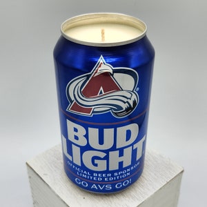 Soy Candle Bud Light NHL 2020 Colorado Avalanche Can Soy Candle with Custom Scent 12 oz Aluminium Can Go Avs Go image 3