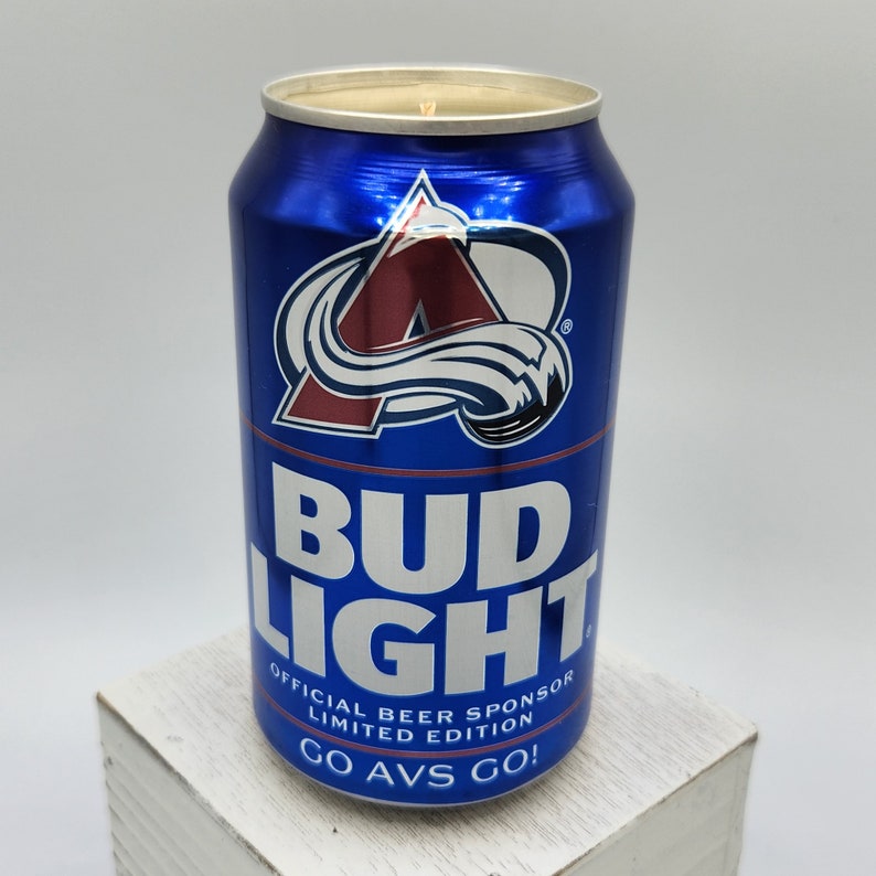 Soy Candle Bud Light NHL 2020 Colorado Avalanche Can Soy Candle with Custom Scent 12 oz Aluminium Can Go Avs Go image 4