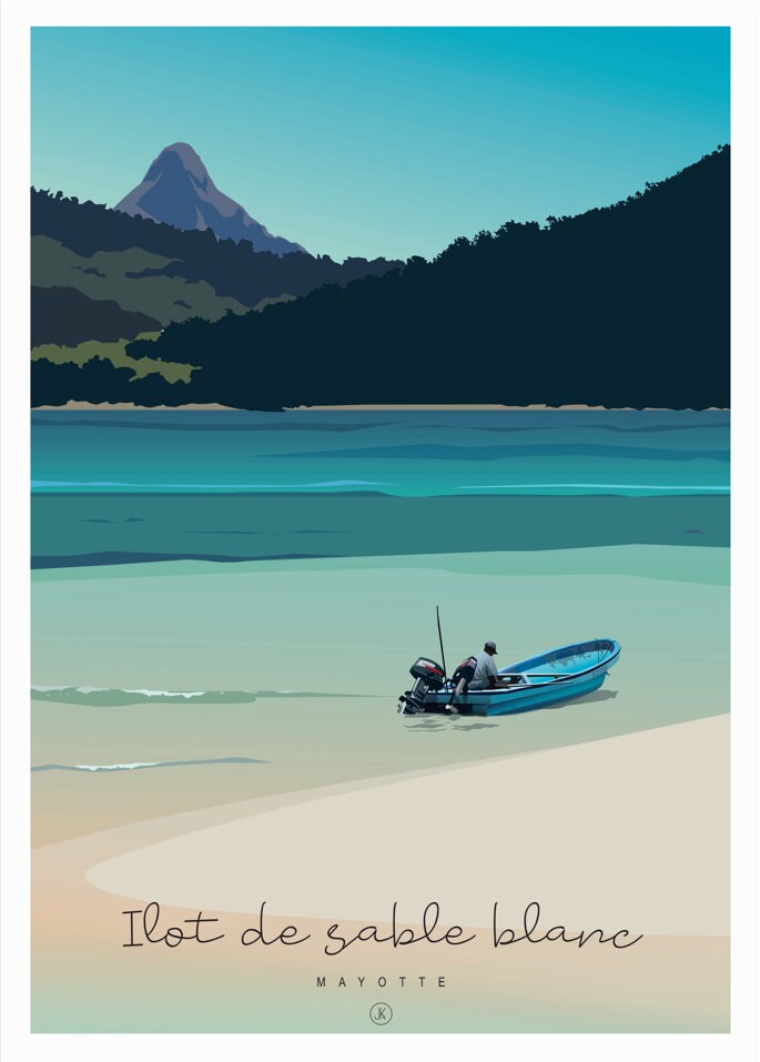 Poster 30x40 cm de Mayotte - Ilot de sable blanc