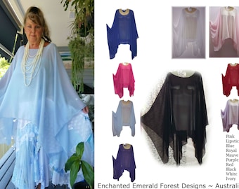 Chiffon Poncho Top ~ Formal Shawl Style Top ~ Wedding Jacket ~ hand made in Australia - lots of colours to choose