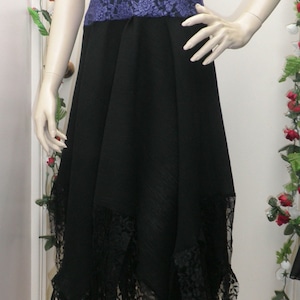 Tattered Fairy Dress ~ Royal Blue Lace with Black Cheesecloth Hankie Skirt with Wispy Pixi Hem ~ One Only Size 10 ~ Australian Made
