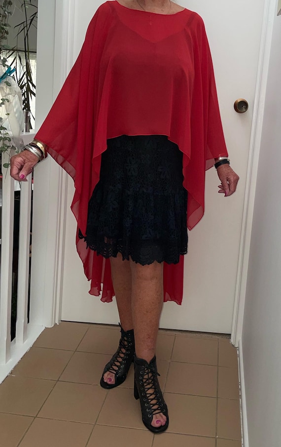 Buy Red Chiffon Poncho Top Zara Inspired Kaftan Stevie Nicks