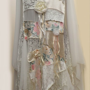 Romantic Bohemian Fairy Wedding Peachy Pink & Ivory Lace Patchwork Shabby Chic Coat  ~ Custom Made in Sizes 12 to 22