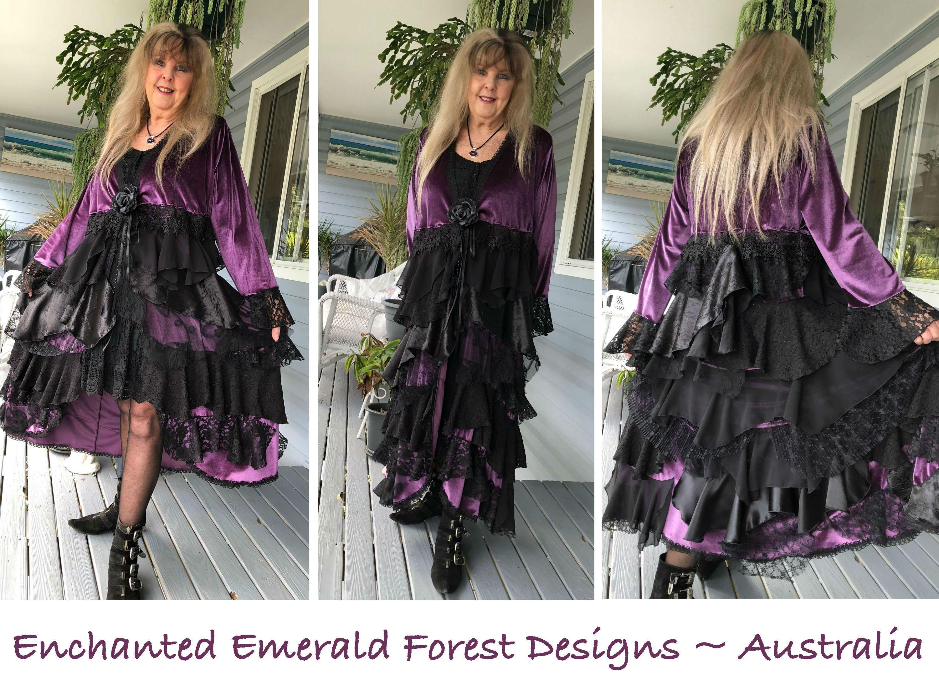 Stevie Nicks Style Dusty Purple Velour Long Victorian Ruffle Etsy