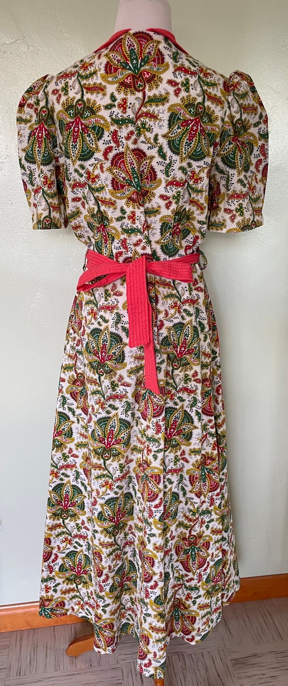 1940s Hostess Dress- Puff Sleeve- Paisley- Colorful- … - Gem