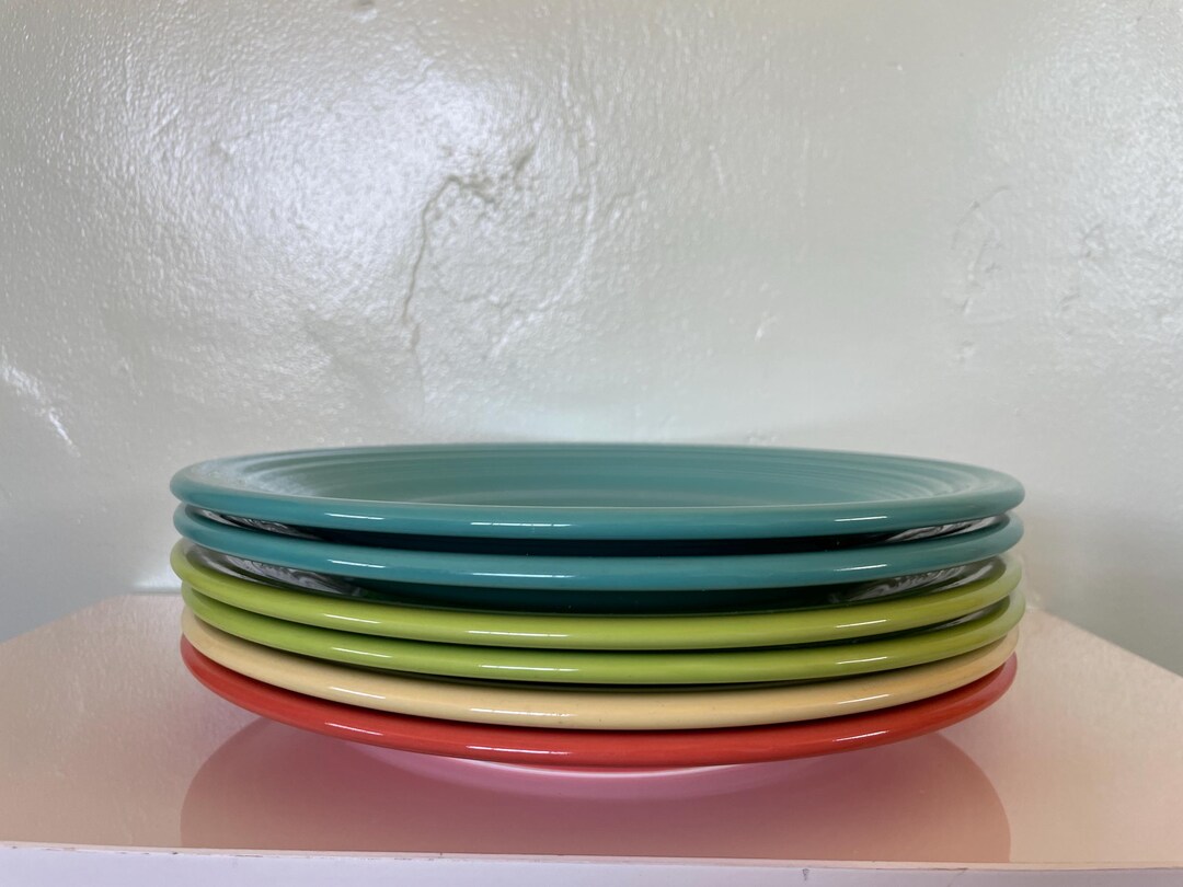 Fiesta Ware Dinner Plate Ceramic Yellow Teal Orange Homer Laughlin ...