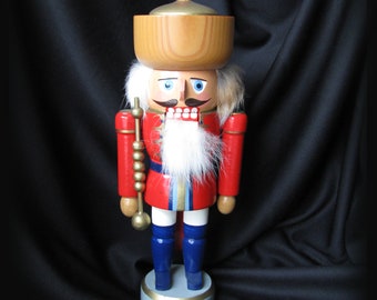 Vintage Erzgebirge Expertic Nutcracker King Hand Painted Wooden Christmas Decoration Made in DDR 1980s