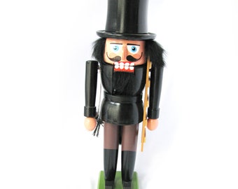Vintage Erzgebirgische Volkskunst Nutcraker Chimney Sweep Germany Christmas Holiday 12 inch Made in DDR 1980s