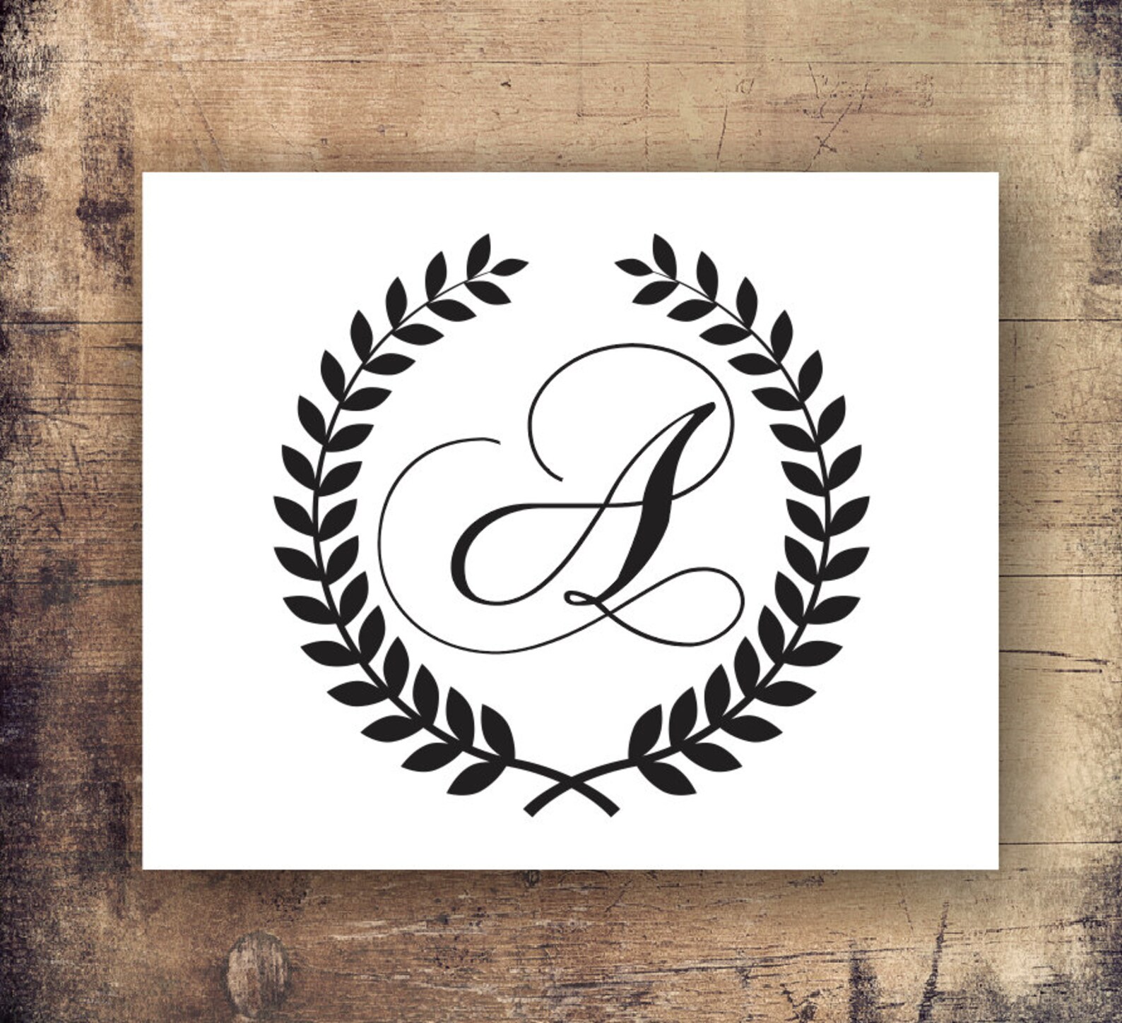 Laurel Wreath Initial Decal Monogram Letters Custom Monogram Etsy