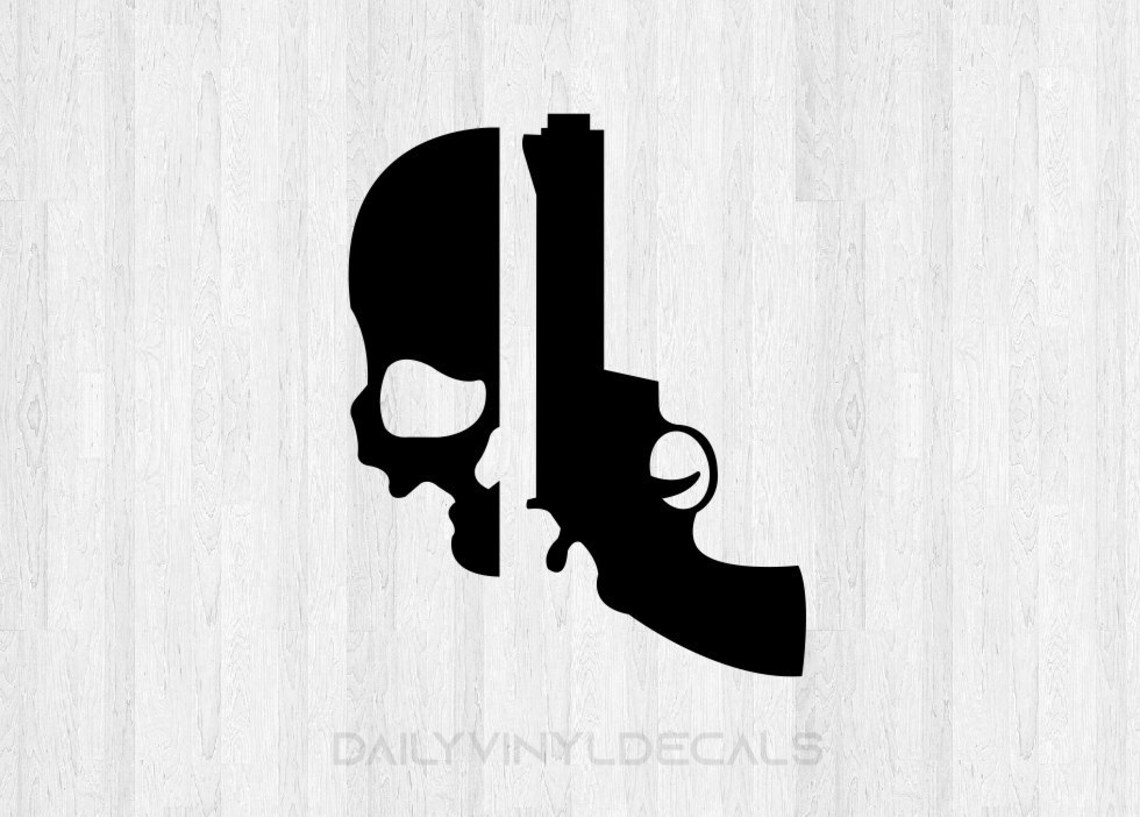 Skull Decal Skull Sticker Revolver Decal Revolver Sticker Etsy