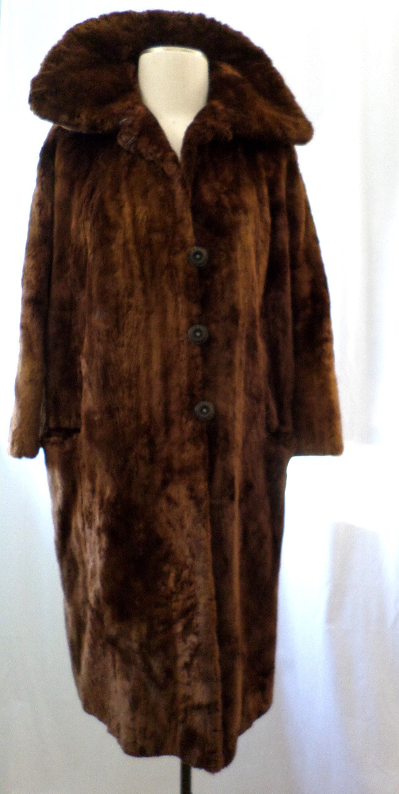 Vintage 1920s Fur Coat Brown Long Flapper Great Gatsby Era Rare