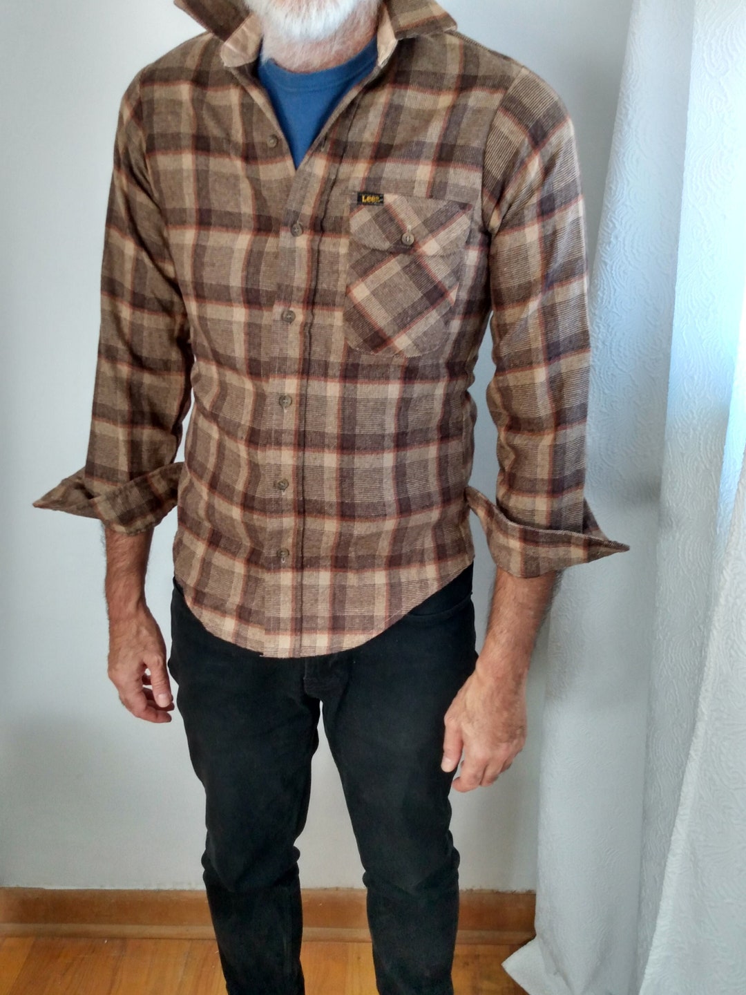 Vtg 70s Shirt LEE 101 Wool Overshirt Wool Men's Size S Gender