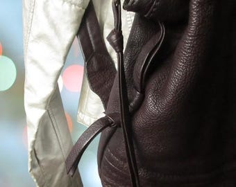 ORYANY Leather Backpack HOBO Bag Designer Purse Large Chocolate Brown Rare Vintage Etsy