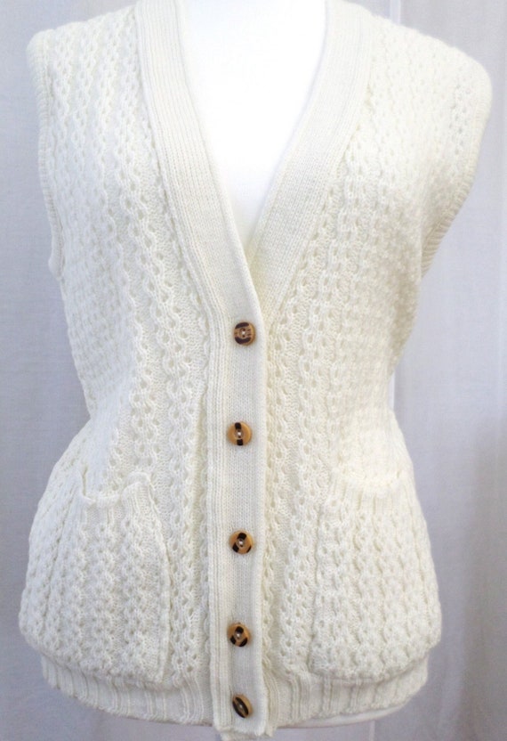 Vtg 60s 70s Styled by Rose Sweater Vest Ribbed Kni