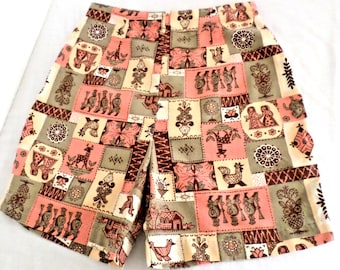 VTG 40-50-talsshorts Damshorts med hög midja Handgjorda Novelty Print Kitsch Originalägare Cosplay Mormor-core Unik Rare Sommar