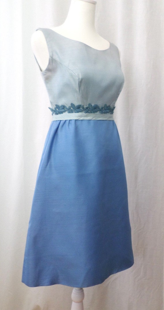 Vtg Dress 50s Homemade Pale Blue Party Bridesmaid 