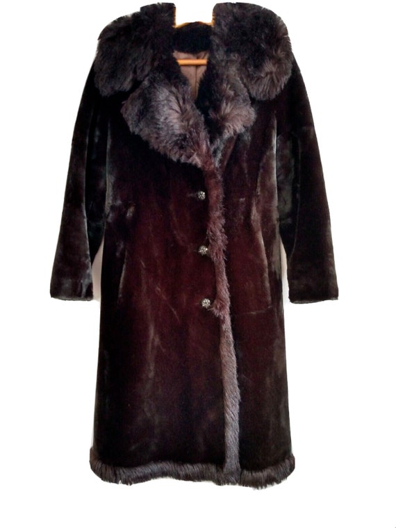 Vtg 60s Faux Fur Full Length Coat Russ Taylor BOR… - image 5