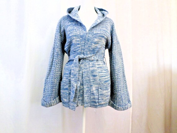 Vtg 70s Knit Space Dye Cardigan Boho Jardigan Swe… - image 2