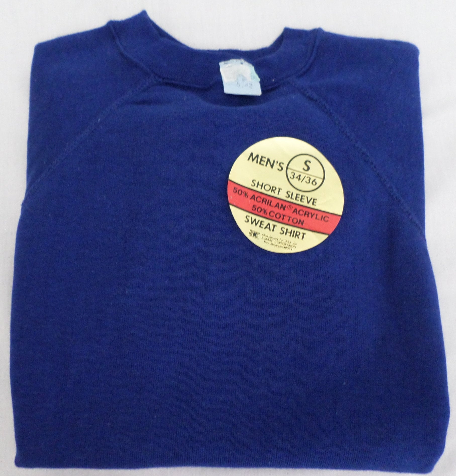 Vtg 70s Sweatshirt Nwt s KMART 34 36 Sweatshirt Short Sleeved Vintage Raglan Blank Crewneck Made in USA Ringer Pullover Blue Etsy UK