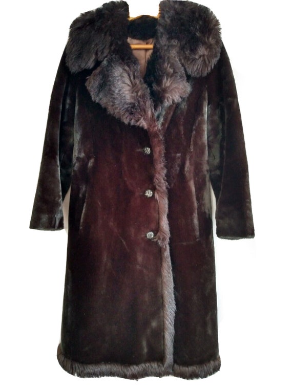 Vtg 60s Faux Fur Full Length Coat Russ Taylor BOR… - image 7