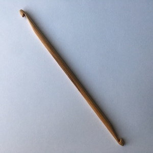 Tunisian crochet hook (1), double end, hand crafted, hickory wood.