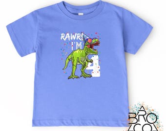 Rawr Im 4 | 4th Birthday Shirt | Boys 4th Birthday | Dinosaur Birthday | Boys Dino Birthday | Im 4 Shirt | Im Four Shirt | Fourth Birthday
