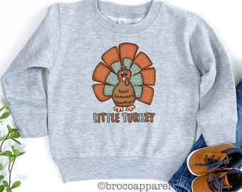Sudadera de pavo pequeño, sudadera de Acción de Gracias, sudadera de pavo para niño, sudadera para niño pequeño, suéter de otoño para niño, suéter de Acción de Gracias