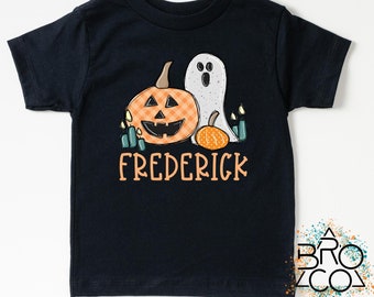 Personalized Kids Tee | Halloween Shirt | Toddler Ghost Shirt | Boys Pumpkin Shirt | Pumpkin Patch Shirt | Retro Halloween Tee | Natural Tee