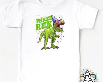 Three Rex Boys 3rd Birthday Dinosaur Shirt