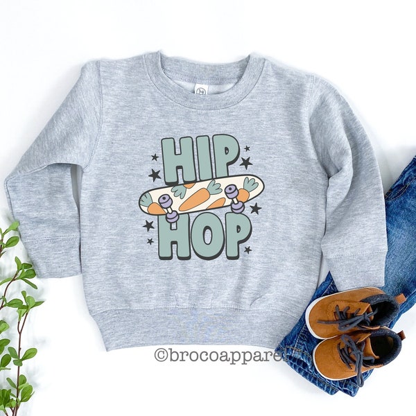 Hip Hop Boys Easter Sweatshirt - Toddler Easter Sweatshirt - Bunny Skateboard Crewneck - Cute Easter Sweatshirt