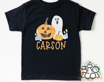 Personalized Kids Halloween Shirt | Boys Halloween Shirt | Toddler Ghost Shirt | Pumpkin Shirt Boy | Retro Halloween Name Shirt