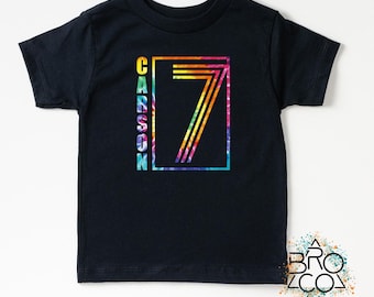 7th Birthday Shirt - Boys 7th Birthday - Tie Dye Birthday - Personalized Shirt - Birthday Party Shirt - Kids 7th Birthday Tee - Seven Shirt
