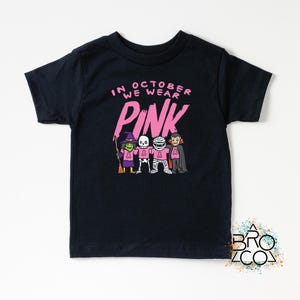 In October We Wear Pink, Pink October Shirt, Kids Halloween Shirt, Boys Halloween Shirt, Halloween Toddler Tee, Breast Cancer Shirt