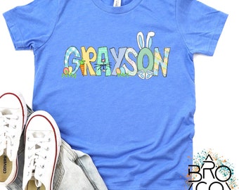 Personalized Easter Tee - Boy Easter T-shirt - Custom Easter Shirt - Easter Name Tee - Personalized Easter Gift - Natural Tee