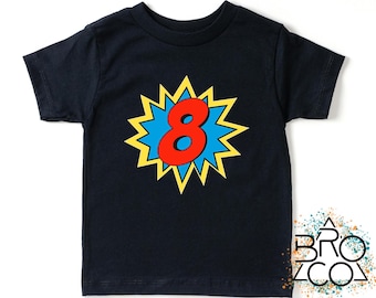 Superhero Birthday Shirt - 8th Superhero Birthday - Boy 8th Birthday - 8 Birthday Tshirt - Birthday Boy Shirt - 8th Birthday Shirt