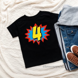 Boys 4th Birthday, Superhero Birthday, 4th Birthday Shirt, Birthday Boy Shirt, Im 4 Shirt, Im Four Shirt, Fourth Birthday Tee