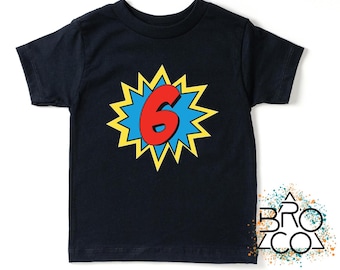 6th Birthday Shirt - Superhero Birthday - Birthday Shirt Boy - Kids Birthday Tee - Six Birthday Party - Six Shirt
