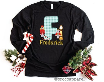 Personalized Nutcracker Long Sleeve Shirt, Custom Christmas Shirt, Boys Monogram Shirt, Toddler Christmas Shirt, Boys Christmas Shirt